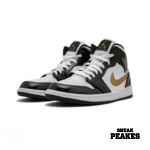 AIR JORDAN 1 MID PATENT BLACK WHITE GOLD