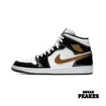AIR JORDAN 1 MID PATENT BLACK WHITE GOLD - Image 2